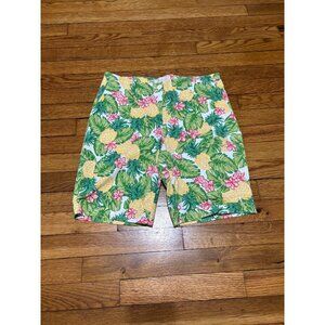 Talbots Womens Bermuda Shorts Size 6p Petite Tropical Pineapples Stretch Cotton